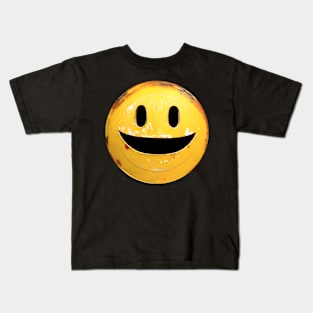 Retro Metal Open Smiley Face 03 Kids T-Shirt